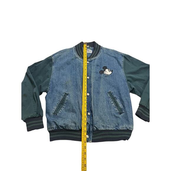 Vintage 90’s GENUS DISNEY Mickey Mouse Bomber Varsity Jacket‎ - Denim Green - M - Picture 6 of 7